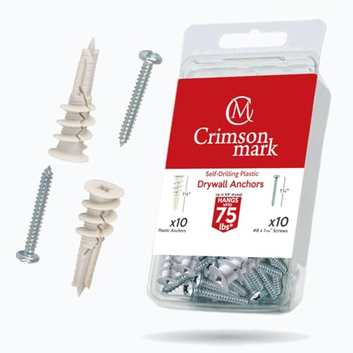 20PCS #8 Self Drilling Drywall Anchors and Screws Assortment Kit
