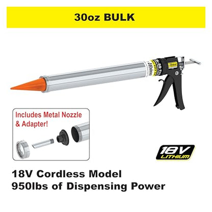 Albion Engineering Company DL-59-T17 Professional Line Special Deluxe Manual Bulk Caulking Gun with Metal Nozzle, Metal Adapter & 3 Orange Cone Nozzles, 30 oz - size: 30 oz, style: Manual Drive (Bonus 3 x Cone Nozzles)