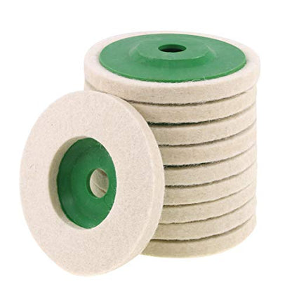 Keadic 10Pcs 4 Inch Round Wool Felt Disc Wheel Pad, Wool Polishing Wheel Disc, 100mm Wool Felt Disc Polishing Buffing Wheel Pad for Metal Aluminum Stainless Steel Chrome - color: 10Pcs Wool Felt Polishing Wheel Disc Kit