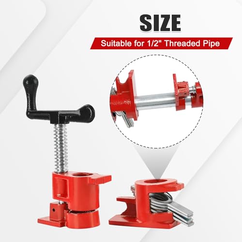 6 Pack 1/2 Inch Pipe Clamps, Wood Gluing Pipe Clamp Set - size: 1/2"