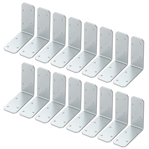 3"x3"x1.2"Steel L Bracket 3mm Thick Galvanized Angle Brackets 16Pc - color: Galvanized-16 Pcs