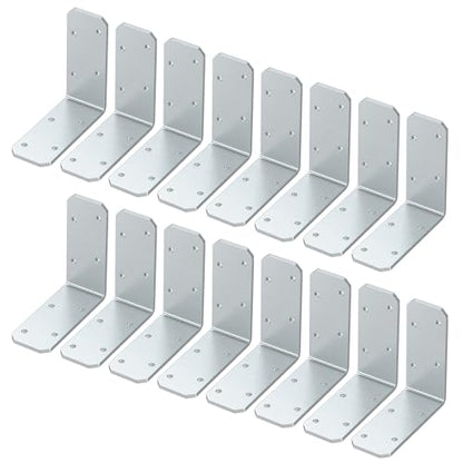 3"x3"x1.2"Steel L Bracket 3mm Thick Galvanized Angle Brackets 16Pc - color: Galvanized-16 Pcs