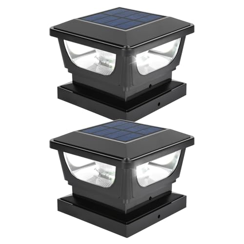 Solar Post Cap Lights for 3x3 Metal & 4x4 Vinyl/Wood Fence Posts, 2 Pack - size: 2 Pack