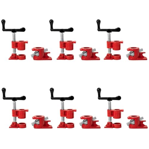 6 Pack 3/4" Pipe Clamps for Woodworking, Heavy Duty Quick Release