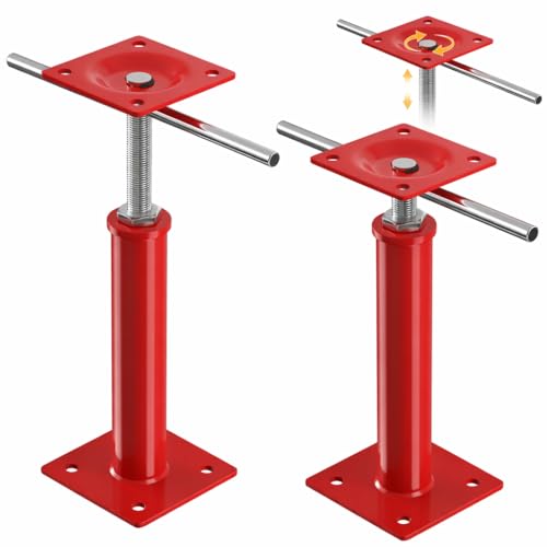 2-Pack House Jacks for Leveling with Adjusting Rod, 11"- 16" Height Range - color: Red, size: 11-16 in