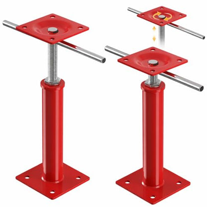 2-Pack House Jacks for Leveling with Adjusting Rod, 11"- 16" Height Range - color: Red, size: 11-16 in