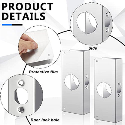 Dunzy Stainless Steel Lock and Door Reinforcement Plate, 4 Pack