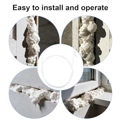 2pcs Spray Foam Nozzle Extension Tubes with Adjustable Spray Tips, 2m/78.74in PE Universal Expanding Long Reach Hose for Caulking Insulation Painting & Sealing Spraying Can Replacement