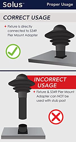 Solus S349 Pier Mount Adapter for 3" Post Top Light Fixtures, Durable Aluminum Surface Mount Base, Black