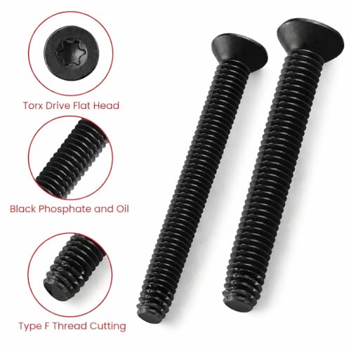 Trailer Flooring Screws, 5/16"-18 x 3, Torx Drive, Flat Head, Self-Tapping Thread-Cutting, Phosphate-Coated Steel