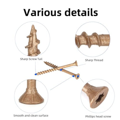 Wood Screws #10 x 2-1/2’’, T25 Star Torx Drive Flat Head Deck Screws, Brown, 79Pcs (1lb) - color: Brown, size: 10X2-1/2’’