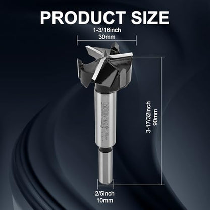 Mollom 30mm (1-3/16") Triple Flute Carbide Forstner Drill Bit - size: 30mm | 1-3/16"
