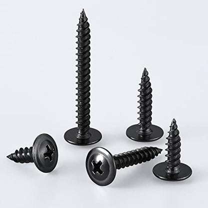 (400 Pcs)#8×1/2" Black Truss Head Wood Screws Quick Metal Self Tapping Zinc Oxide - color: Black, size: #8×1/2"