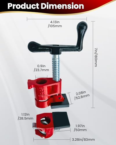6 Pack 3/4" Pipe Clamps with Pads, Wood Gluing, Cast Iron