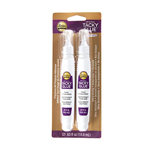 Aleene's Original Tacky Glue Pen, Precision Tip Application, All Purpose Adhesive, Perfect for Crafts and DIY Projects, Dries Fast and Clear, .63 fl oz 2-Pack
