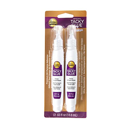 Aleene's Original Tacky Glue Pen, Precision Tip Application, All Purpose Adhesive, Perfect for Crafts and DIY Projects, Dries Fast and Clear, .63 fl oz 2-Pack