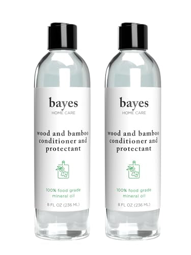Bayes Food Grade Mineral Oil for Cutting Board - Mineral Oil Food Grade for Bamboo, Teak & Wood Conditioner and Protectant - Cutting Board Oil Food Grade Formula - Wood Oil for Cutting Board - 8 oz - size: 8 Fl Oz (Pack of 2)