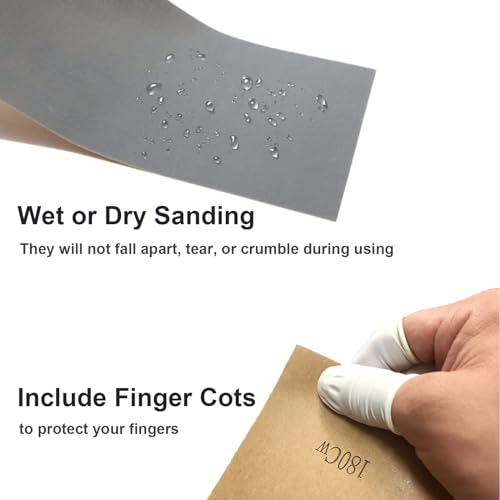 Extra Fine Sand Paper 120 to 20000 Grit, 36 PCS Sandpaper Sheets with 3 Finger Cots, Assorted Wet Sanding Paper Automotive Sandpaper Assortment, for Car Wood Metal Furniture 9.1 x 3.6'' - style: 36PCS