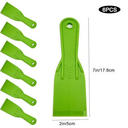 Plastic Putty Knife, 2" Flexible Paint Scraper Spackle Tool, 6/Pack