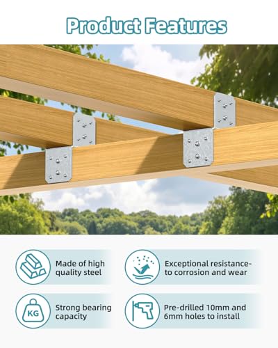 4x4 Post Bracket Kit for Wood Posts, Pergola, Decks, Porches, Beams - color: Hot-Dip Galvanized