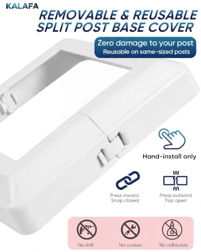 Aluminum 4x4 Post Base Cover, 8 Pack Split White Skirt Trim Fits 3.5" Posts - color: white 8-pack