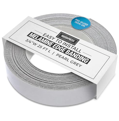 3/4" Grey Pearl Pre-Glued Melamine Edge Banding, 25 ft - size: Width: 3/4"