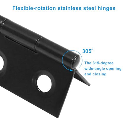 16PCS 2 Inch Stainless Steel Door Folding Butt Hinges, Black - style: 16Pcs 2" Black