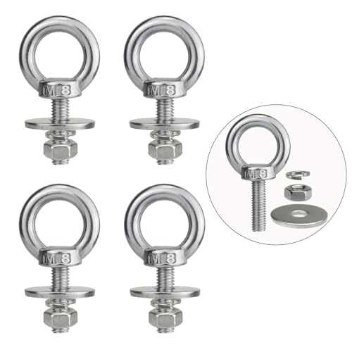 M8 Stainless Steel Eye Bolts with Nuts and 4 Pack M8 x 25mm (5/16" x 1") - size: M8x25mm (5/16"x1")