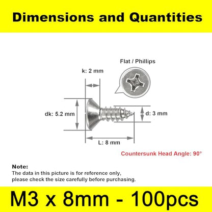 #4 x 5/16" 304 Stainless Steel Small Wood Screws, M3x8mm(100Pcs) - size: #4 x 5/16''-100pcs