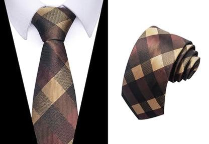 joy alice Tie For Men 6 PCS Necktie Woven Jacquard Neck Ties Set Neck Ties - color: Browngrey Black Yellow