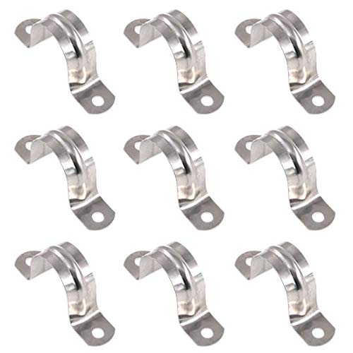 Keadic 30Pcs M35 Two Hole Strap U Bracket Tube Strap Tension Clips Stainless Steel Heavy Duty Rigid Pipe Strap Clamp, for Pipe Fixing on Various Surfaces and Support Structures - size: 1-3/8"-30pcs