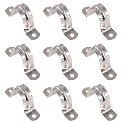 Keadic 30Pcs M35 Two Hole Strap U Bracket Tube Strap Tension Clips Stainless Steel Heavy Duty Rigid Pipe Strap Clamp, for Pipe Fixing on Various Surfaces and Support Structures - size: 1-3/8"-30pcs