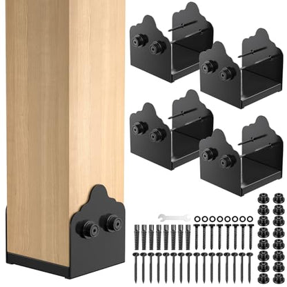 6x6 Post Base, 4Pcs Stainless Steel Adjustable Post Anchor Bracket - size: 6x6