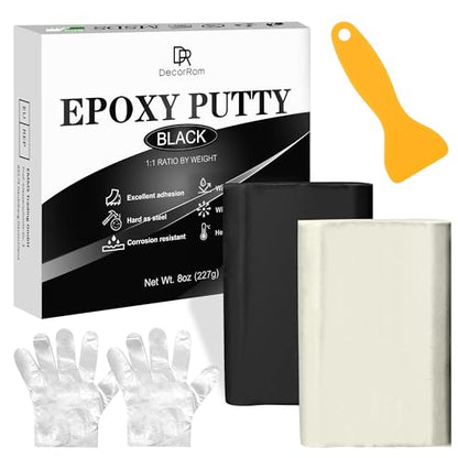 Epoxy Putty - 8oz / 227g Pool Putty, 2 in 1 Underwater or Above Fast Repair, Fix Leaks, Cracks, Filling, Sculpting - 2 Part Epoxy Sculpt Clay for Metal, Tile, Concrete, Plastic, Ceramics (Black) - color: Black