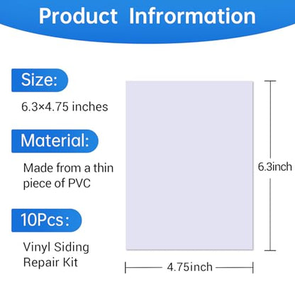 Vinyl Siding Repair Kit 10PCS 6.3X4.75Inch Cover Any Cracks Holes