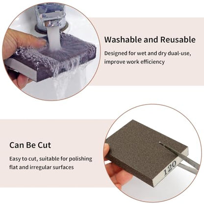 8 Pack Sanding Sponge Block, Wet Dry Sandpaper Sand Paper for Drywall Wood - size: 120 Grit