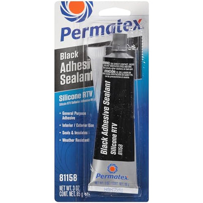 Permatex 81158 Black Silicone Adhesive Sealant, 3 oz. Tube, Pack of 1 - size: Pack of 1
