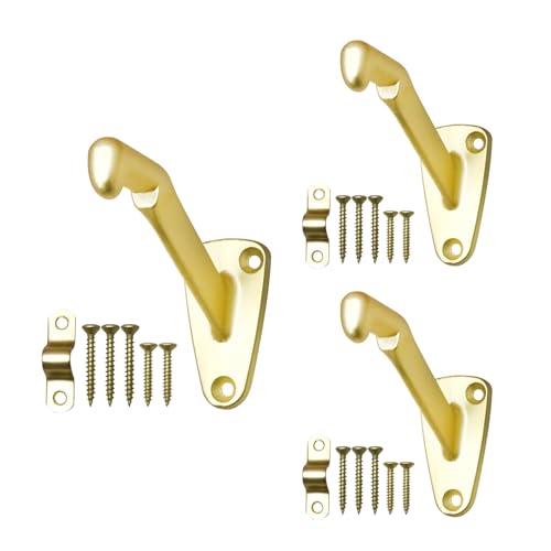 Handrail Bracket Heavy Duty Champagne Brass V Style, 3 Pack | HOWTOOL - color: Champagne Brass