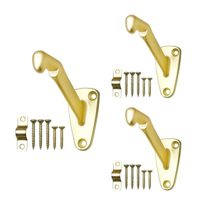 Handrail Bracket Heavy Duty Champagne Brass V Style, 3 Pack | HOWTOOL - color: Champagne Brass