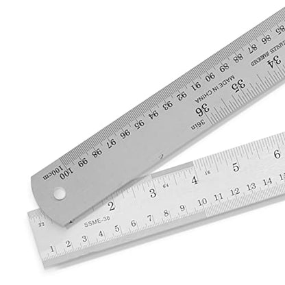 2 Pack Pacific Arc 36 Inch Stainless Steel Ruler with Inch/Metric Conversion Table - style: 2 Pack | 36 in