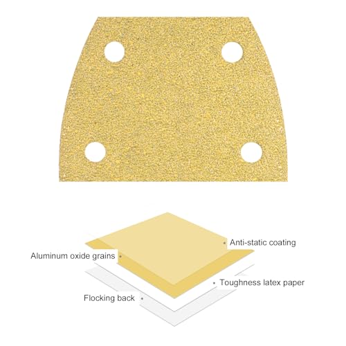 24pcs Mouse Detail Sander Sandpaper - [5-Hole 220 Grit] Aluminum Oxide Triangle Hook and Loop Sanding Pads Sheet for Sanding and Polishing Wood Furniture Metal Use - size: 220 Grits