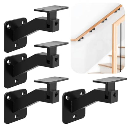 Adjustable Handrail Brackets, 4 Pack Black Swivel Hand Rail Brackets - style: T304 - 4 Pack