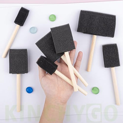 20 Pack Foam Paint Brushes with Wooden Handle (5 Size)
