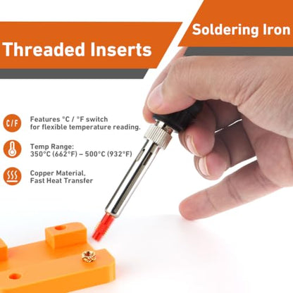 80W Soldering Iron Threaded Inserts with M3-M5 Heat Set Inserts 530Pcs Brass Heat Set Inserts,with Insert Tips for 3D Printer Parts or Plastic