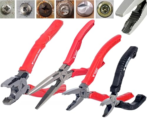VAMPLIERS 4-PC Stripped Screw Extractor Pliers Set Pro Grade, Made in Japan - style: 4-PC Pliers Set