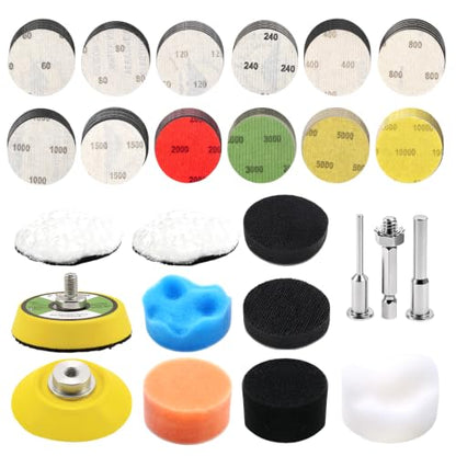 193Pcs 2 Inch Sanding Discs Set, Hook and Loop Polishing Kit for Headlight Restoration, Wet Dry Buffing Pads for Metal, Wood, and Glass