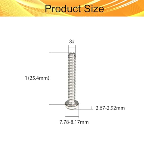 32PCS #8-32 x 1 Machine Screws, Phillips Pan Head, 304 Stainless Steel - size: #8-32x1"