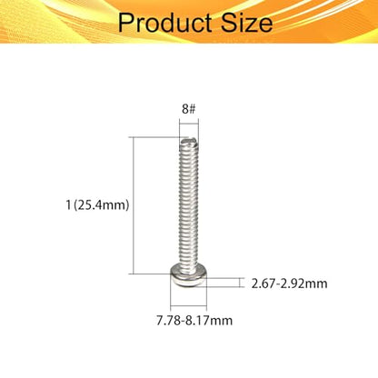 32PCS #8-32 x 1 Machine Screws, Phillips Pan Head, 304 Stainless Steel - size: #8-32x1"