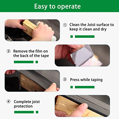Joist Tape 2 Rolls, 0.75cm x 6'' x 50', Waterproof Butyl Adhesive for Decking, Wood Beams, Building Joists, Indoor or Outdoor Use - style: 6" x 50' -2 Rolls