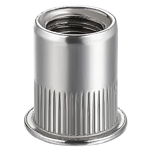 Wensilon 200Pcs Rivet Nut M5 Metric Stainless Steel 304 Finish Flat Head Rivnut Threaded Insert Nut Knurled Body - color: Silver, size: Metric M5